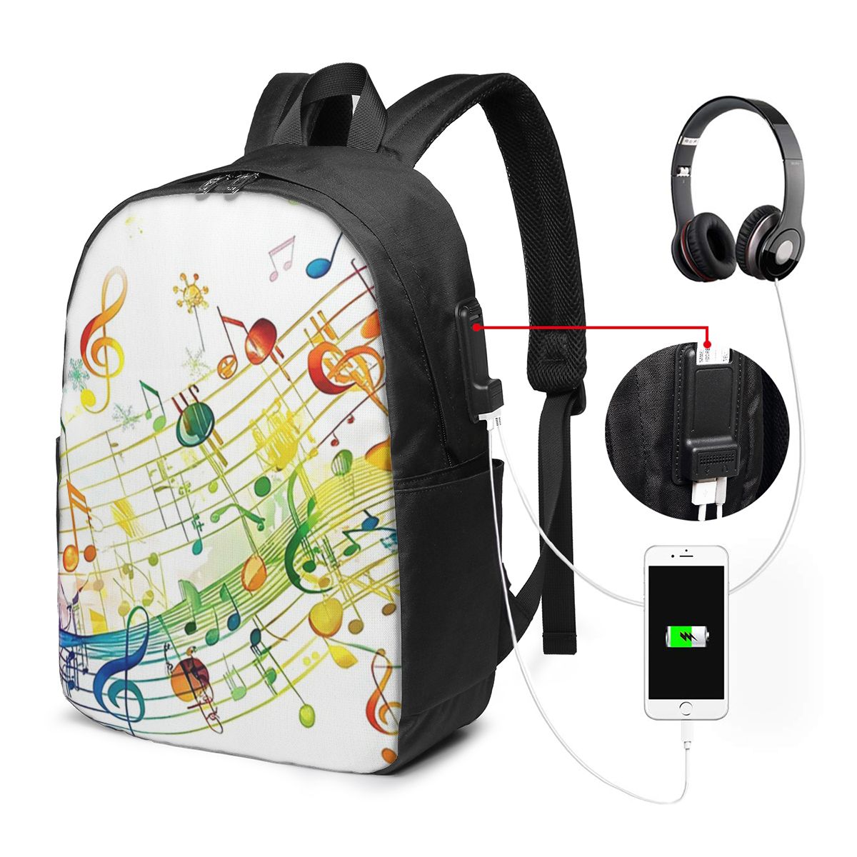 Travel Bags - Абстрактные клавиши пианино с музыкальными нотами,