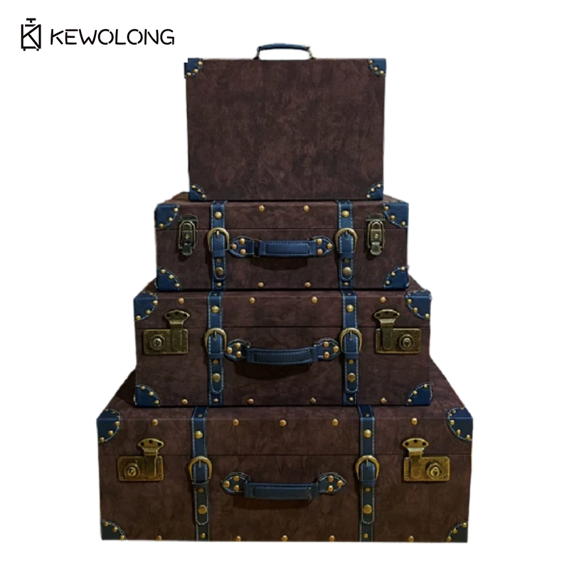 Retro Vintage Trunk Suitcase - Винтажный кожаный чемодан-органайзер, деревянный ящик с