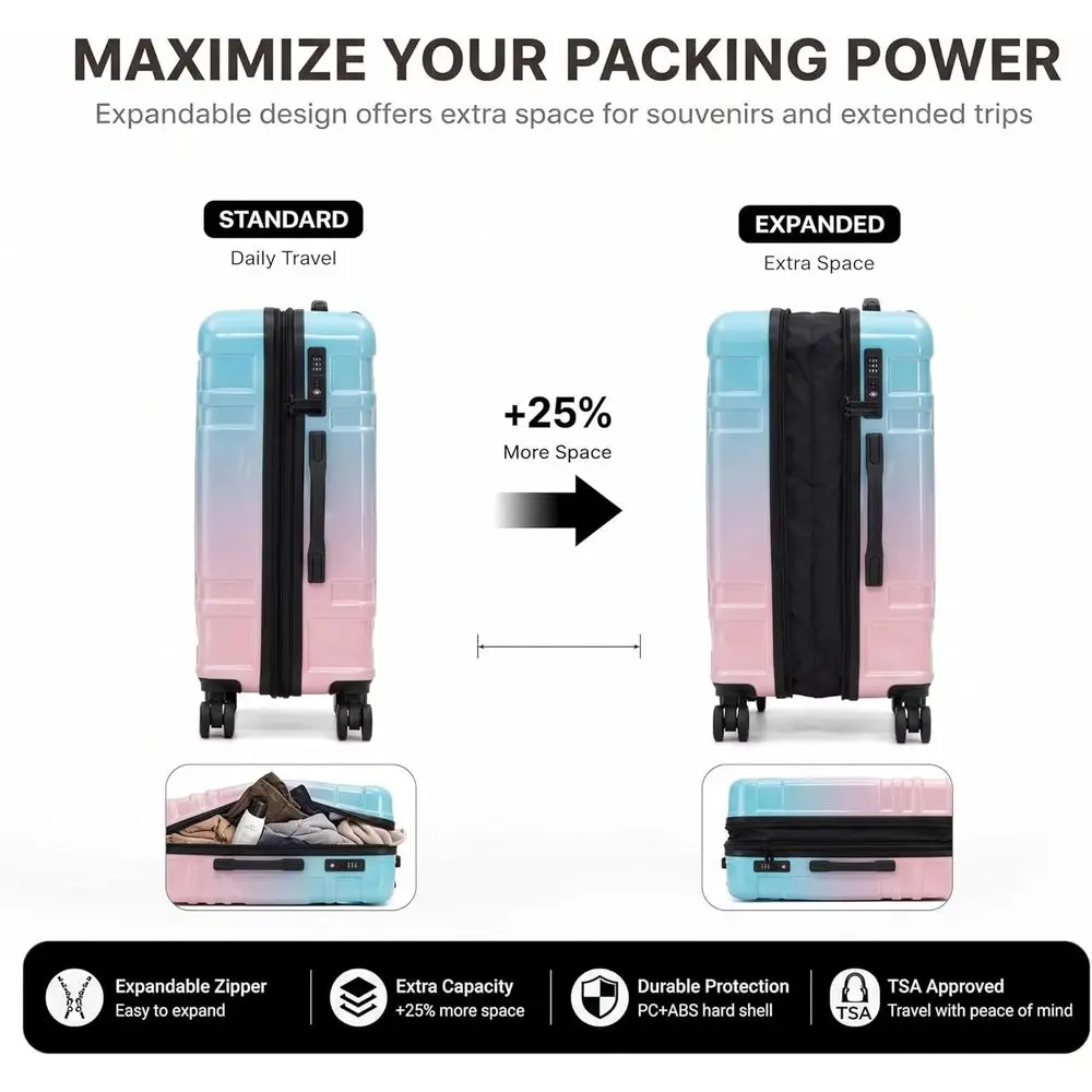 Набор из 5 предметов жесткого  – обзор и цена Expandable Hard Shell Luggage Set