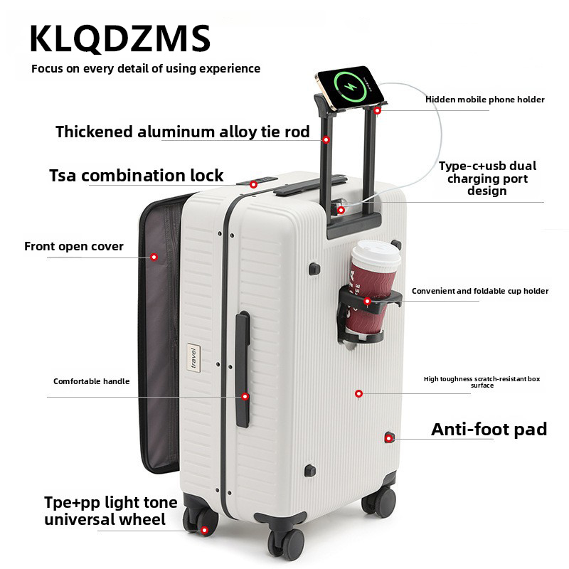 Чемодан на колесиках KLQDZMS 2 – обзор и цена Front Opening Laptop Luggage 24 Inch
