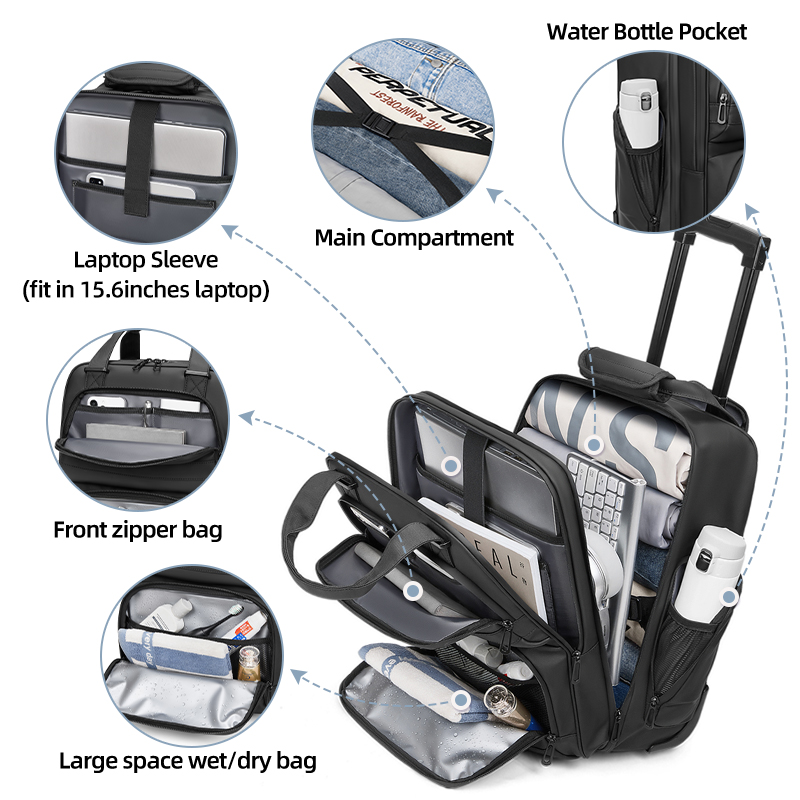 Дорожные рюкзаки-тележки для м – обзор и цена Foldable Rolling Luggage Bag